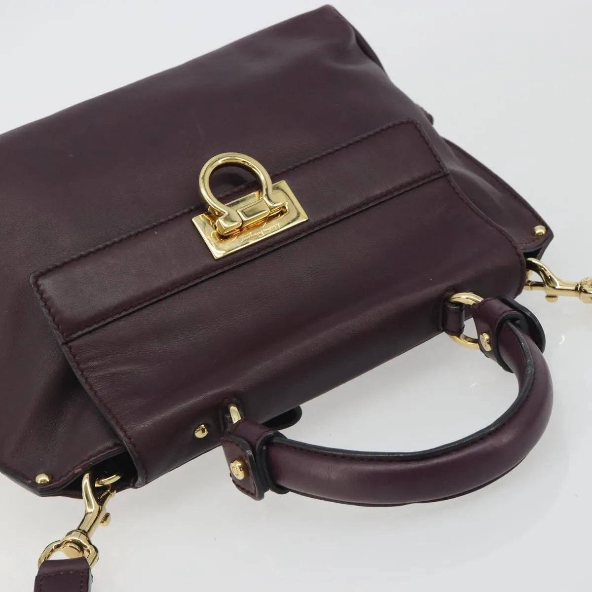 Salvatore Ferragamo Sofia Satchel Smooth Leather Purple Leather Handbag (Pre-Owned)