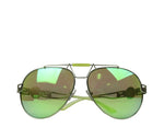 Versace Mirrored Lime Green Metal Aviator Sunglasses