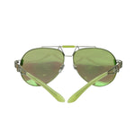 Versace Mirrored Lime Green Metal Aviator Sunglasses