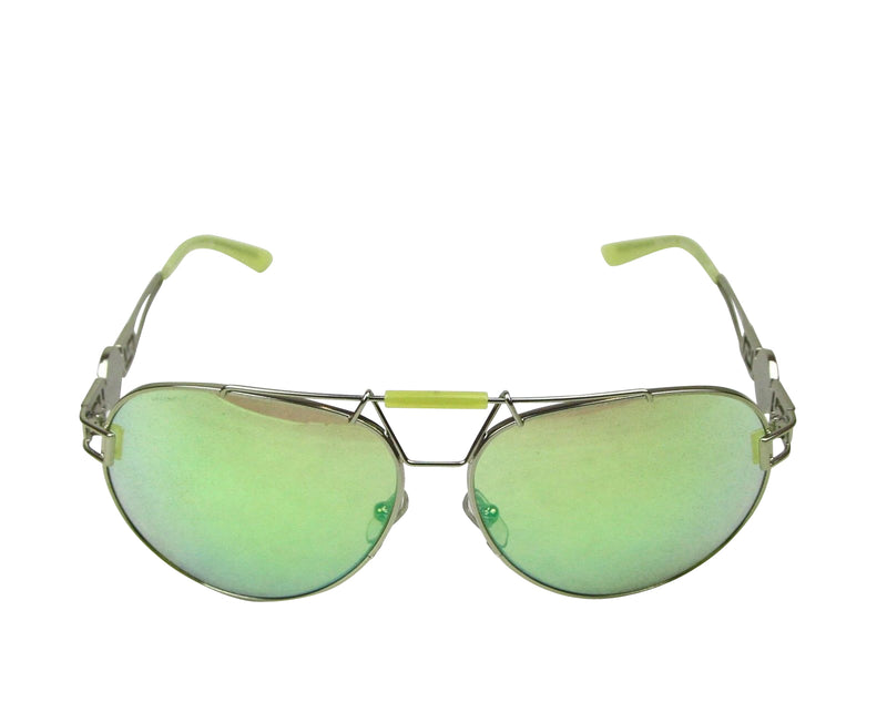 Versace Mirrored Lime Green Metal Aviator Sunglasses