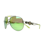 Versace Mirrored Lime Green Metal Aviator Sunglasses