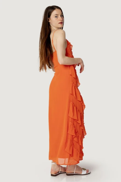Vila Clothes Orange Polyester Women's Dress