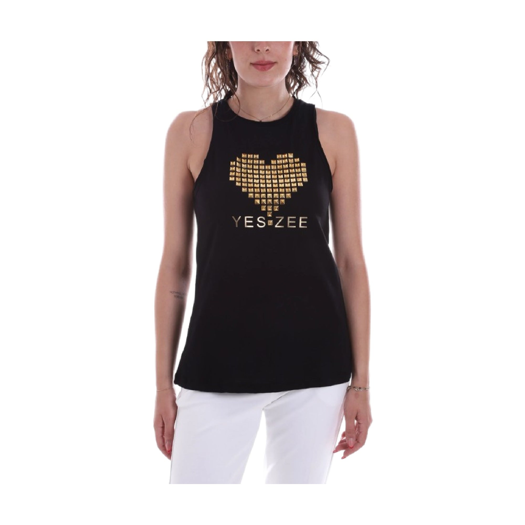 Yes Zee Studded Cotton Tank Top