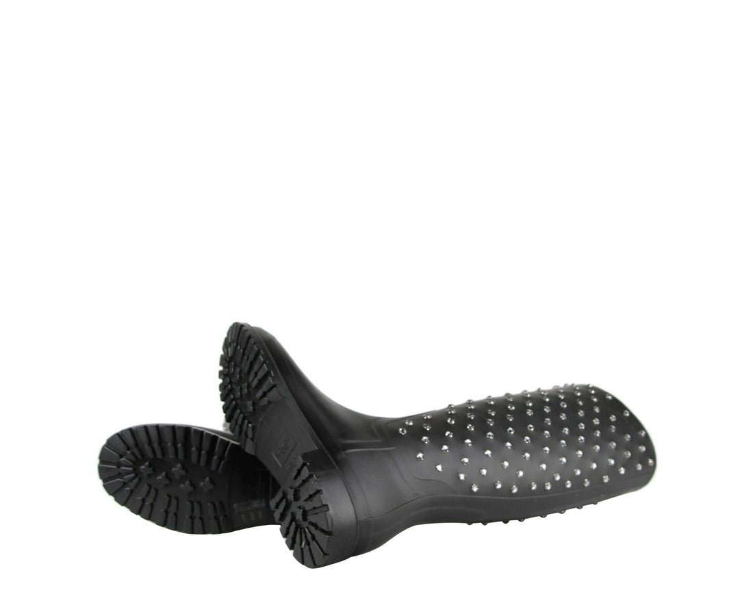 Saint Laurent Women's Black Rubber Rain Boots With Crystal Studs (35 EU / 5 US)