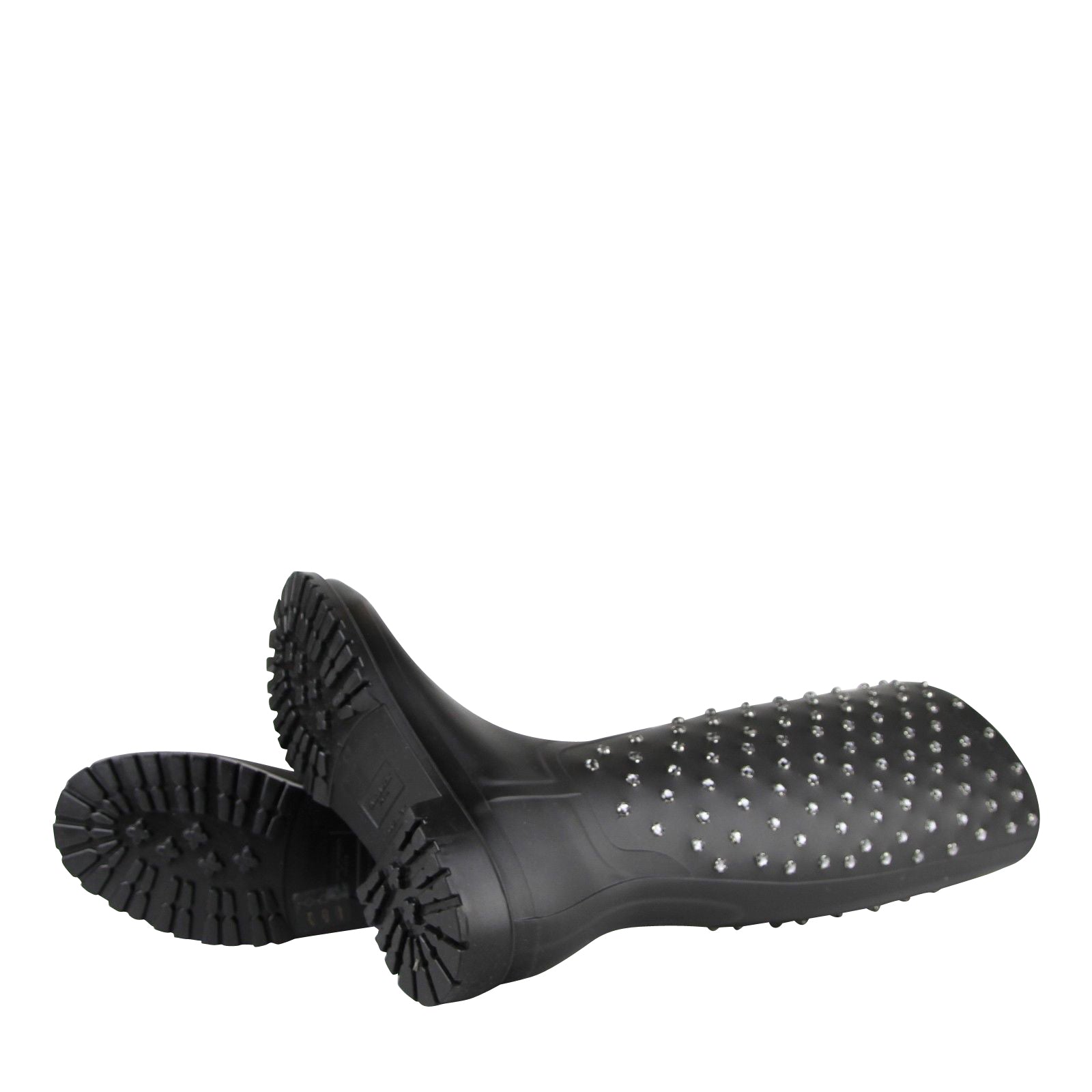 Saint Laurent Women's Black Rubber Women Rain Boots With Crystal Studs (36 EU / 6 US)