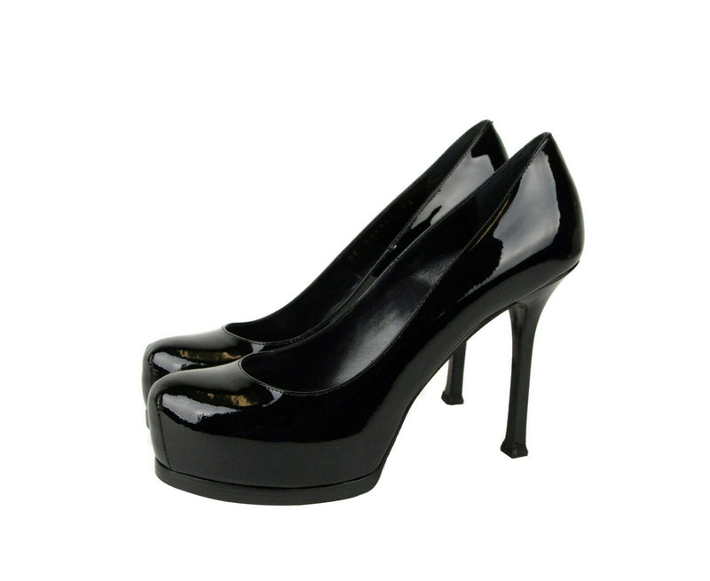 Saint Laurent Women's Black Patent Leather Tribtoo 80 Platform Pump 209947 1000 - LUX LAIR