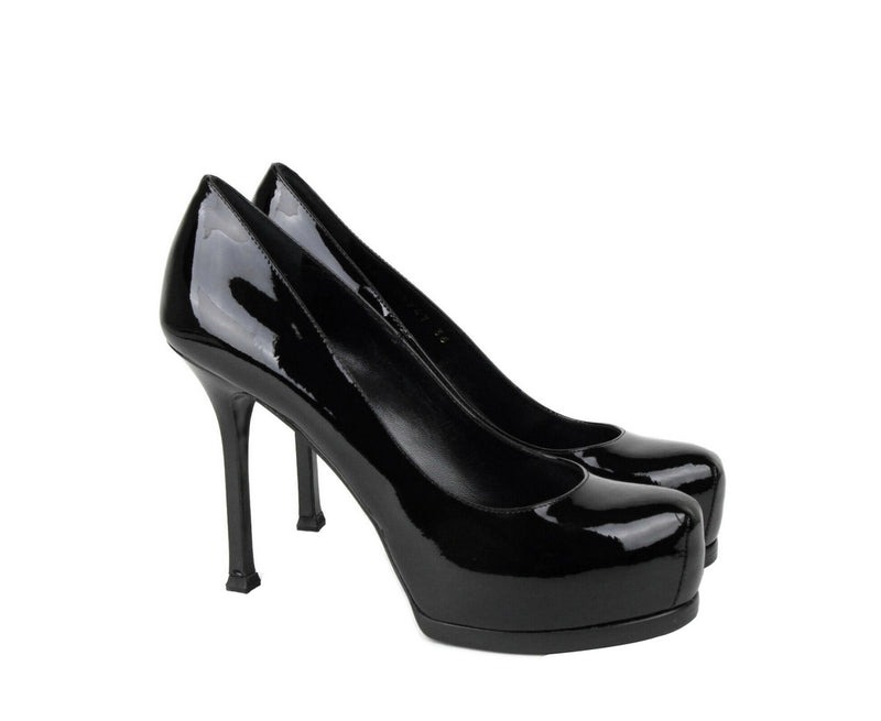 Saint Laurent Women's Black Patent Leather Tribtoo 80 Platform Pump 209947 1000 - LUX LAIR