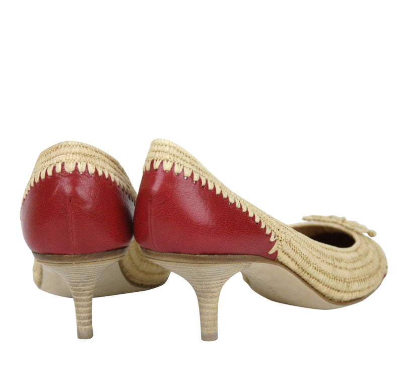 Bottega Veneta Bow Ballet Flats Straw Leather  Back View