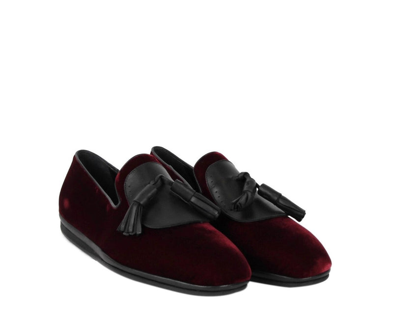 Salvatore Ferragamo Men's Dark Red Finnegan Velvet Tassel Loafer 656327 - LUX LAIR