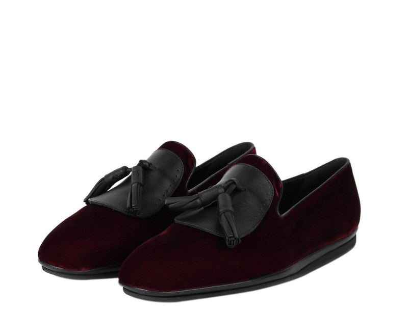 Salvatore Ferragamo Men's Dark Red Finnegan Velvet Tassel Loafer 656327 - LUX LAIR