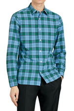 Burberry Alexander Men's Blue Topaz Checked Cotton Shirt 8003100 (Regular; XL)