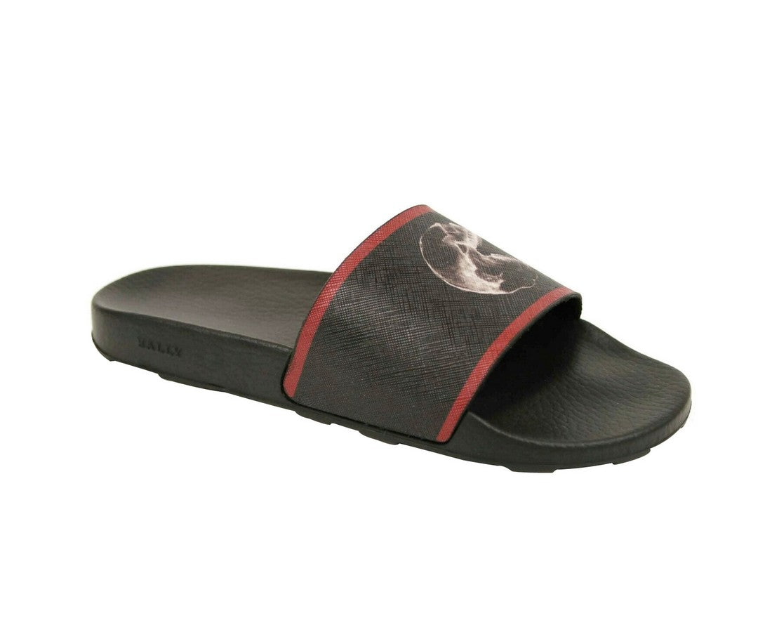 Bally Men's Black Rubber With Logo And Red Edge Consumer Slide Sandals (9 EU / 10 US)