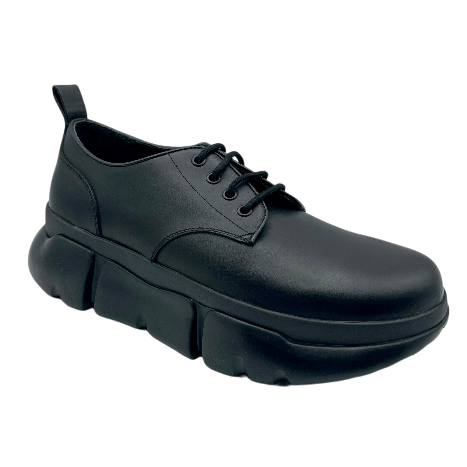 Leather Platform Lace Up Sneaker MEX9AMM69BK