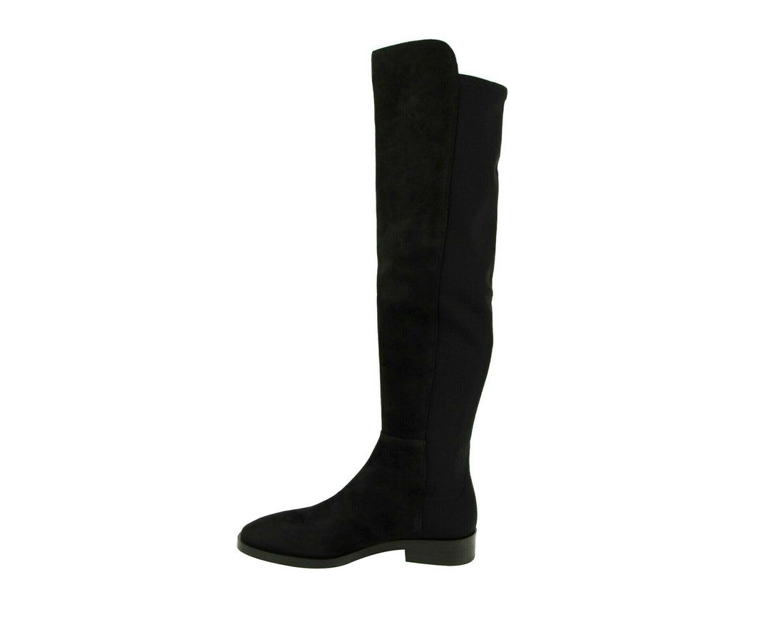 Stuart Weitzman Women's Keelan Black Suede With Logo Over The Knee Boots (38 EU / 7.5 B US)