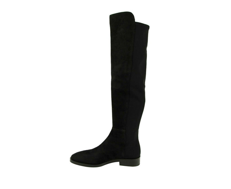 Stuart Weitzman Women's Keelan Black Suede With Logo Over The Knee Boots - LUX LAIR