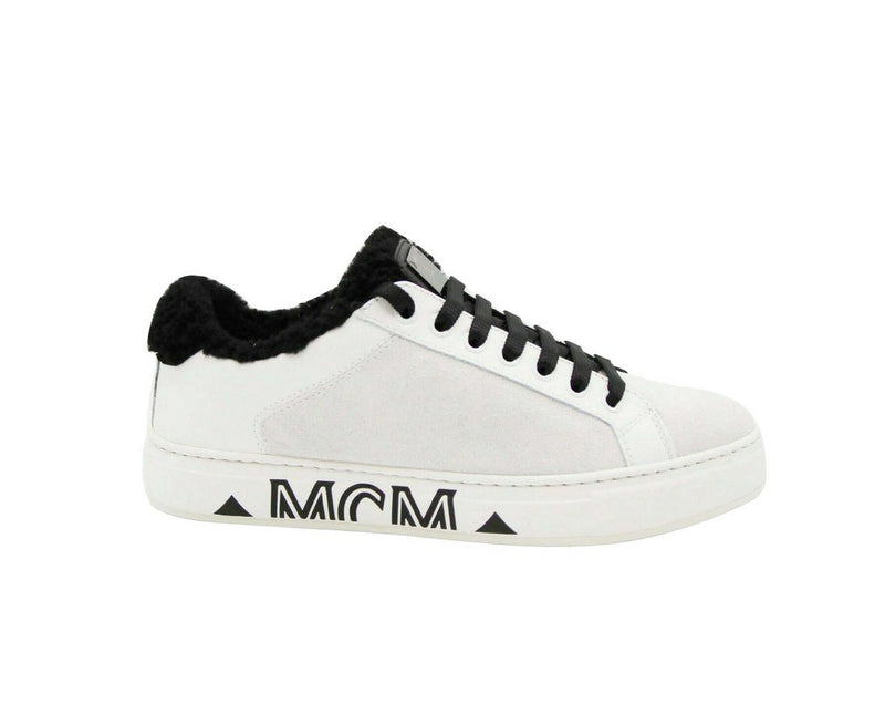 MCM Women's White Milano Suede Black Shearling Low Top Sneaker MES9ADA02WT (37 EU / 7 US) - LUX LAIR