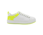 MCM Low Top Sneakers White Leather Neon Green Trim - Side