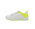 MCM Low Top Sneakers White Leather Neon Green Trim - Outer