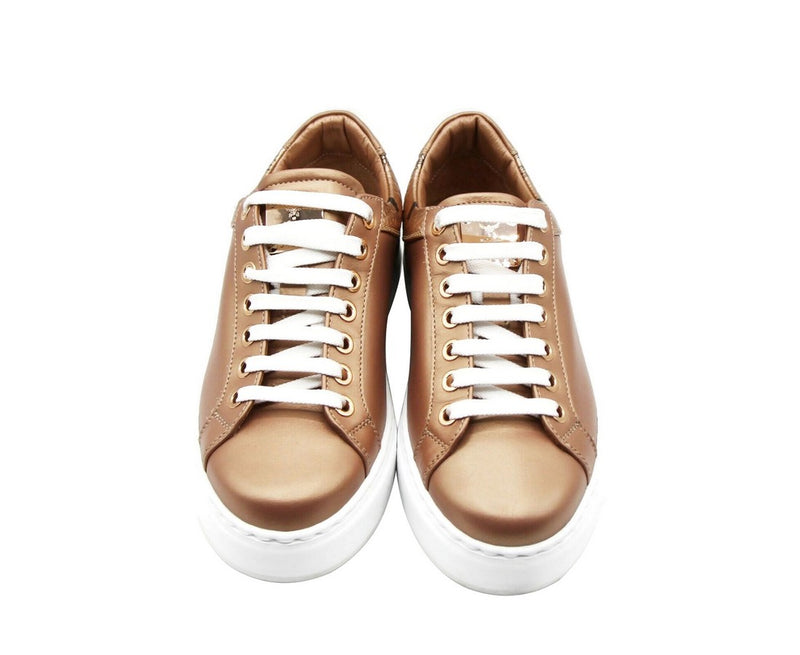 MCM Women's Rose Gold Leather Low Top Sneakers MES9AMM00TC - LUX LAIR