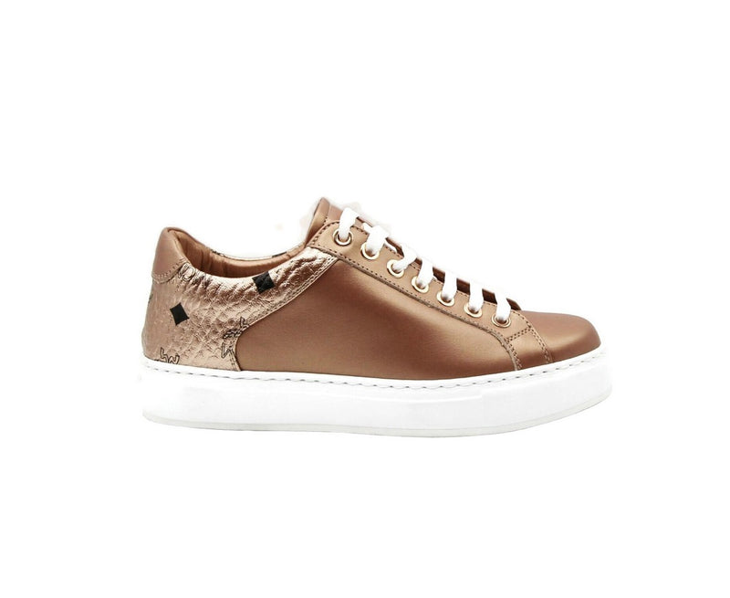 MCM Women's Rose Gold Leather Low Top Sneakers MES9AMM00TC (36 EU / 6 US) - LUX LAIR