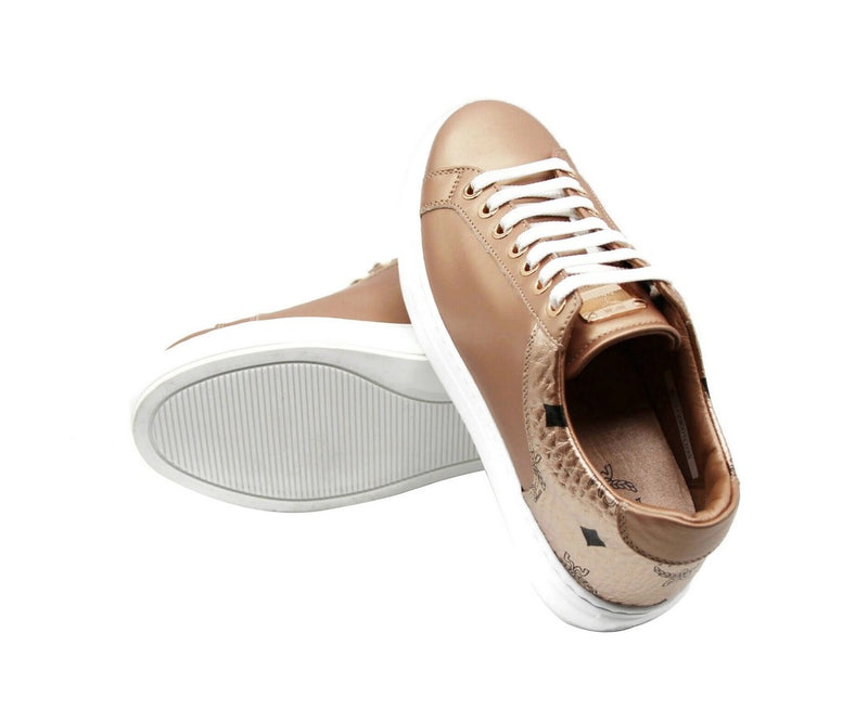 MCM Women's Rose Gold Leather Low Top Sneakers MES9AMM00TC - LUX LAIR