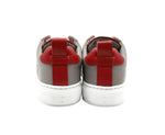 MCM Women's Grey Leather With Red Trim And Logo Low Top Sneaker MES9AMM16EG - LUX LAIR