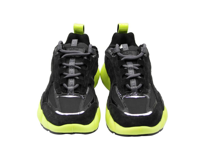 MCM Women's Black Luft Collection Suede Neon Green Trim Sneaker MES9AMM66BK (37 EU / 7 US) - LUX LAIR