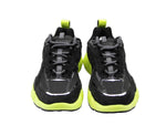 MCM Sneakers Black Suede Neon Green Trim - Front