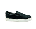 MCM Sneakers Low Top Black Visetos Logo Slip On - Side