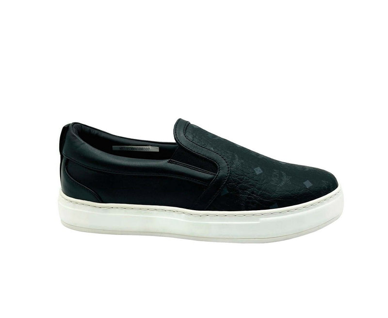 MCM Women's Black Visetos Logo Low Top Slip On Sneaker MES9SMM40BK - LUX LAIR