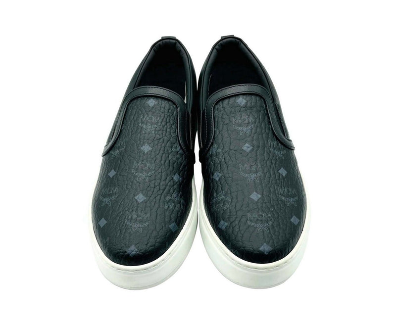 MCM Women's Black Visetos Logo Low Top Slip On Sneaker MES9SMM40BK - LUX LAIR