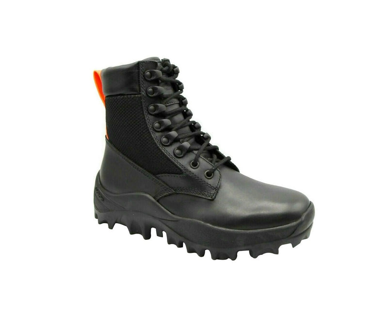 MCM Men's Black Leather Reflective Patch With Orange Pull Boots MEX9ARA18BK - LUX LAIR