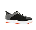 MCM Sneaker Low Top Black Leather Silver Canvas for Men