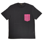 MCM Women's Black Cotton Mesh Sides & Pink Nylon Pocket T-shirt MFT9ALC07BK (Regular; L)