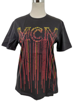 MCM Women's Black Cotton Red/Yellow Logo Print on Front T-shirt MFT9ARA28BK (Regular; S)