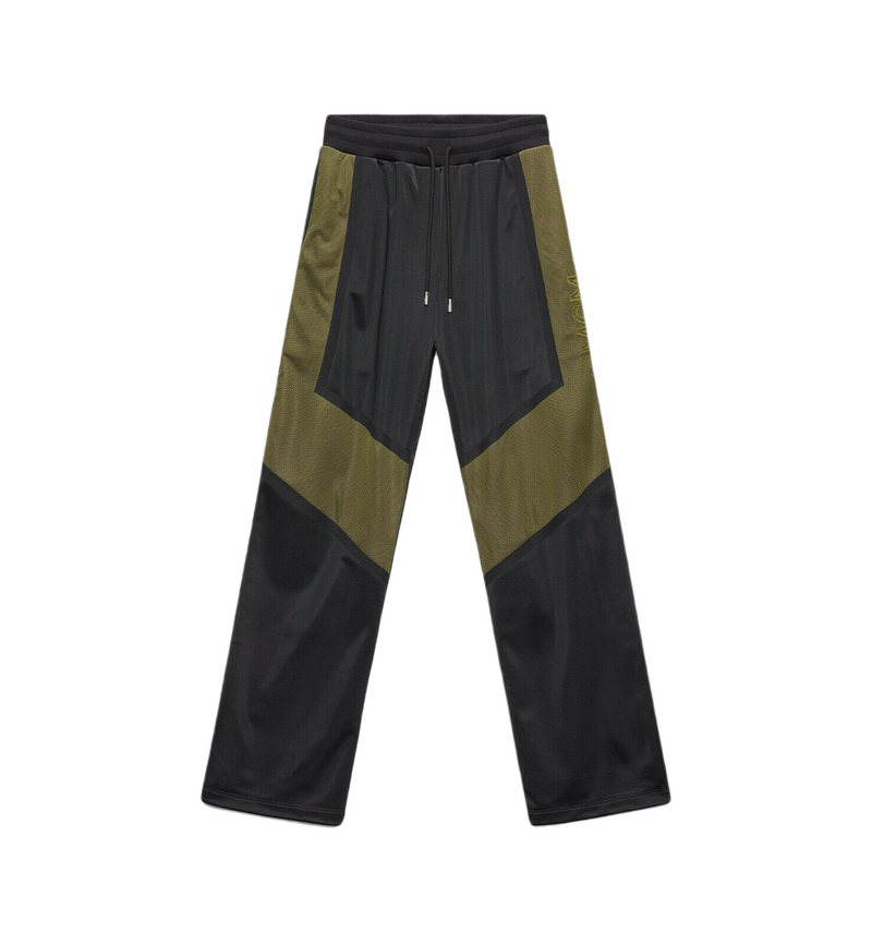 MCM Men's Black Straight Sweatpants with Olive Green Mesh MHP9ADA87BK (Regular; M)