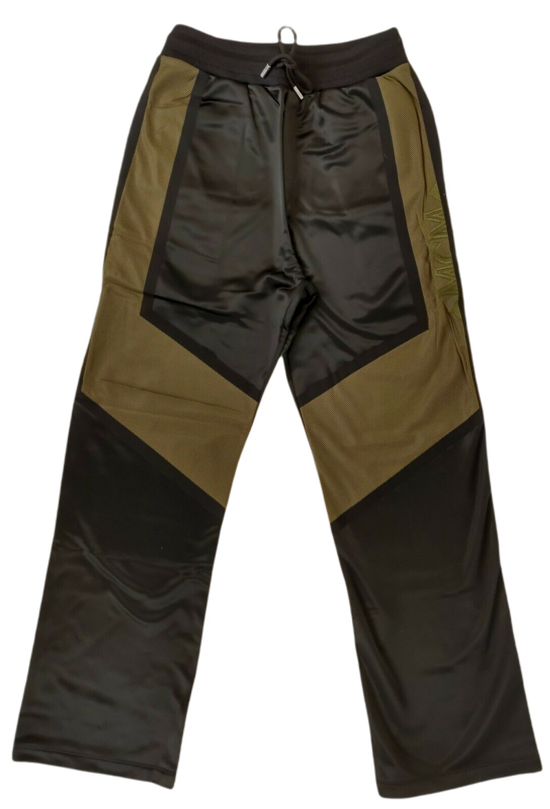 MCM Men's Black Straight Sweatpants with Olive Green Mesh MHP9ADA87BK (Regular; XL)