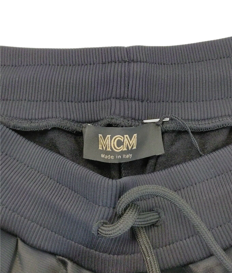 MCM Men's Black Straight Sweatpants with Olive Green Mesh MHP9ADA87BK (Regular; XL)