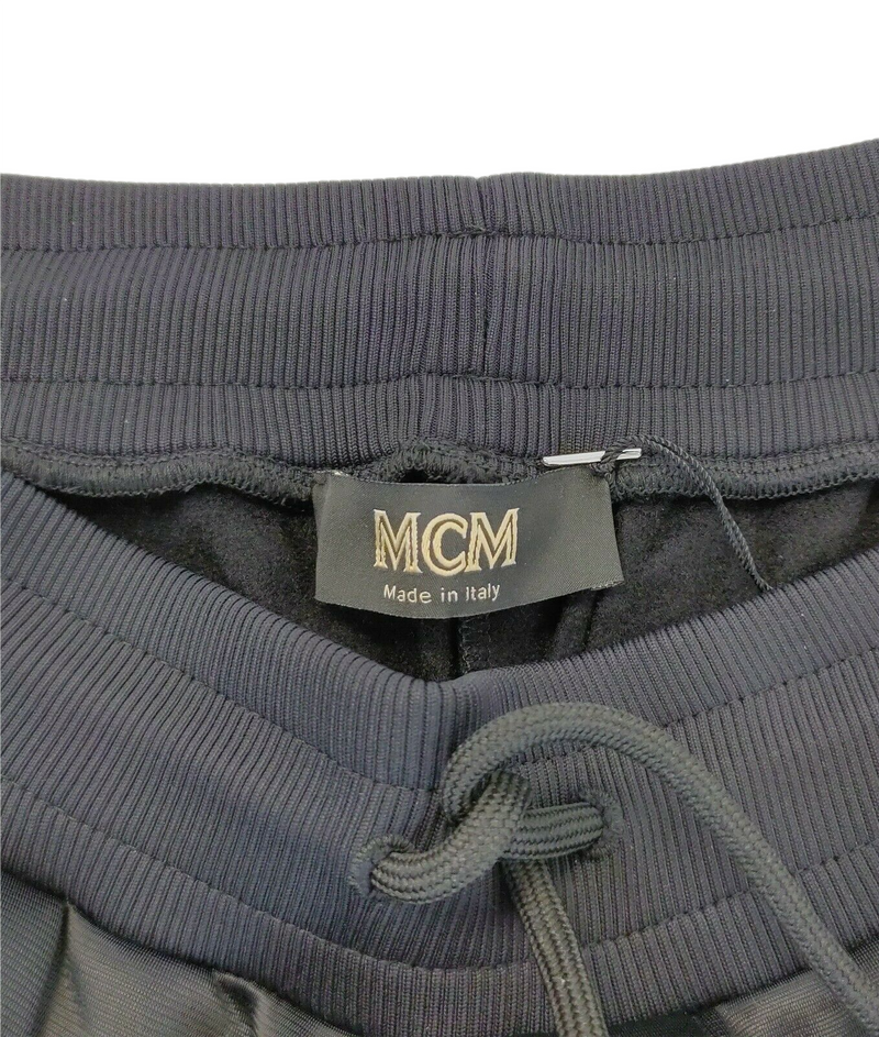 MCM Men's Black Straight Sweatpants with Olive Green Mesh MHP9ADA87BK (Regular; M)