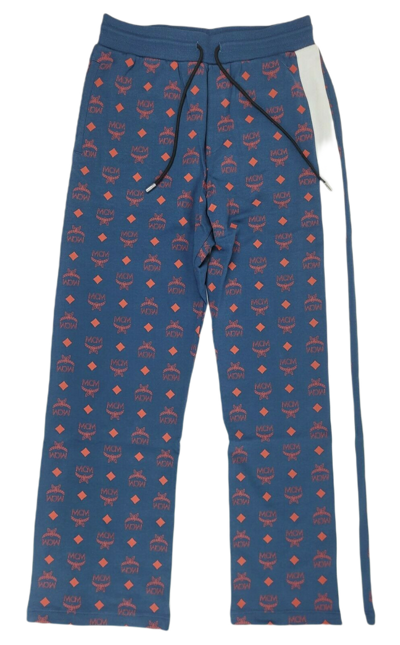 MCM Men's Deep Blue Sea Cotton Monogram and Stripe Sweat Pants MHP9AMM85VS (Regular; XL)