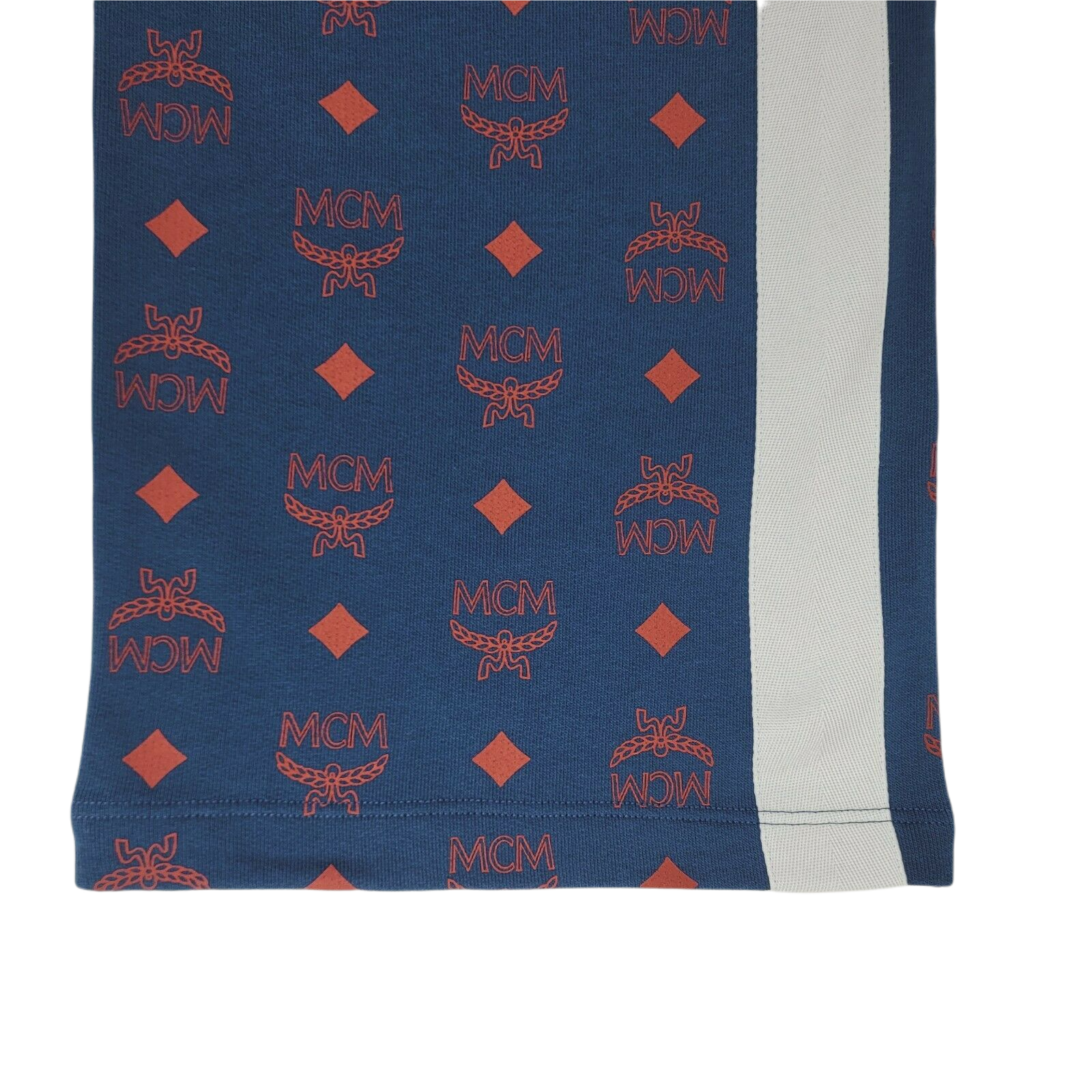 MCM Men's Deep Blue Sea Cotton Monogram and Stripe Sweat Pants MHP9AMM85VS (Regular; L)