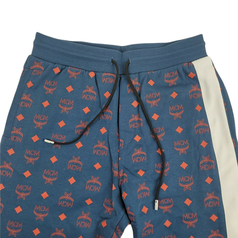 MCM Men's Deep Blue Sea Cotton Monogram and Stripe Sweat Pants MHP9AMM85VS (Regular; XL)