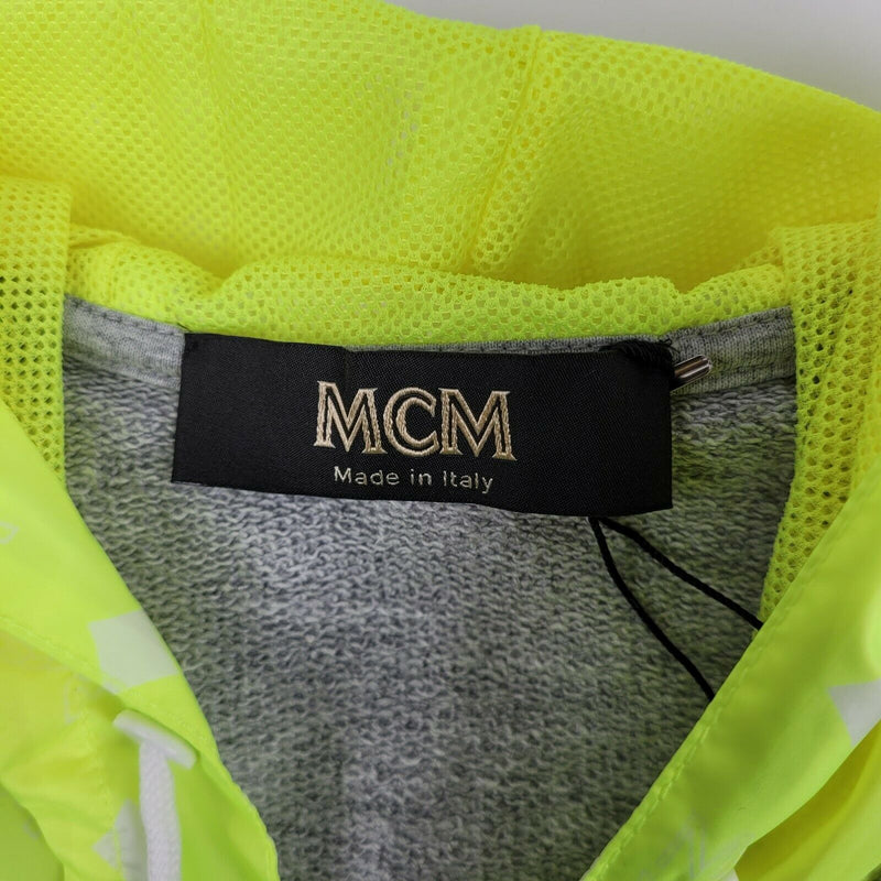 MCM Men's Gray Cotton Flo Vest Sleeveless Nylon Hood Sweatshirt MHV9ALC04EG (Regular; L)