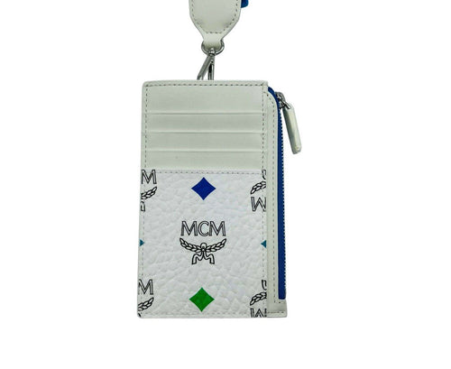 MCM Women's White Spectrum Rainbow Logo Visetos Lanyard Card Case MYAAASV01 - LUX LAIR