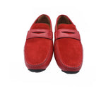 Bally Men's Red Piotre Leather / Suede With Black / White Web Logo Slip On Loafer Shoes (6.5 EU / 7.5D US) - LUX LAIR