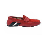 Bally Men's Red Piotre Leather / Suede With Black / White Web Logo Slip On Loafer Shoes (6.5 EU / 7.5EEE US) - LUX LAIR