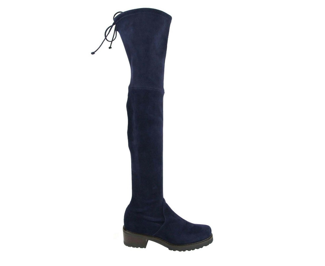 Stuart Weitzman Women's Vanland Dark Blue Suede Knee High Boots (38 / 7.5 M)