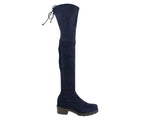 Stuart Weitzman Women's Vanland Dark Blue Suede Knee High Boots (38 / 7.5 M) - LUX LAIR