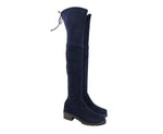 Stuart Weitzman Women's Vanland Dark Blue Suede Knee High Boots (38 / 7.5 M) - LUX LAIR