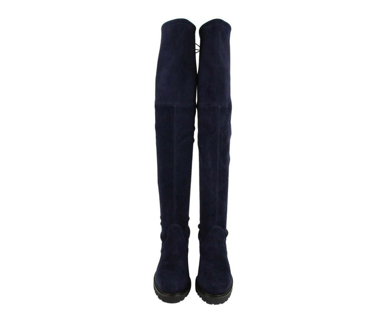 Stuart Weitzman Women's Vanland Dark Blue Suede Knee High Boots - LUX LAIR